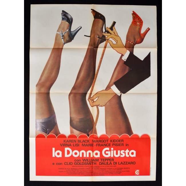 manifesto LA DONNA GIUSTA scarpe tacchi a spillo gambe reggicalze virna lisi A292