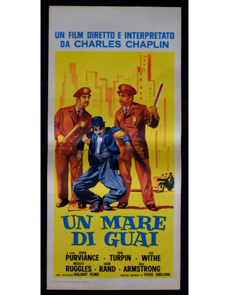 locandina UN MARE DI GUAI Charlie Chaplin Edna Purviance Policeman charlot B281