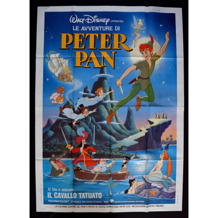 manifesto LE AVVENTURE DI PETER PAN walt disney capitan uncino trilly A44